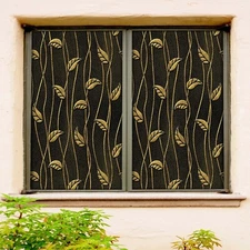 3D Black Golden Leaves A330 Window Film Print Sticker Cling Stained Glass UV Amy