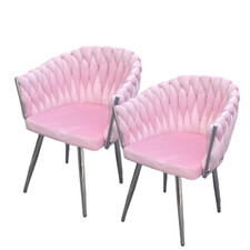2. WAHL 2er Luxus Esszimmerstuhl Rosa/Silber Schminkstuhl Wohnzimmerstuhl 468
