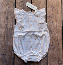 Baby Girl 3-6 Months Janie and Jack White Floral Print One Piece Ruffle Romper