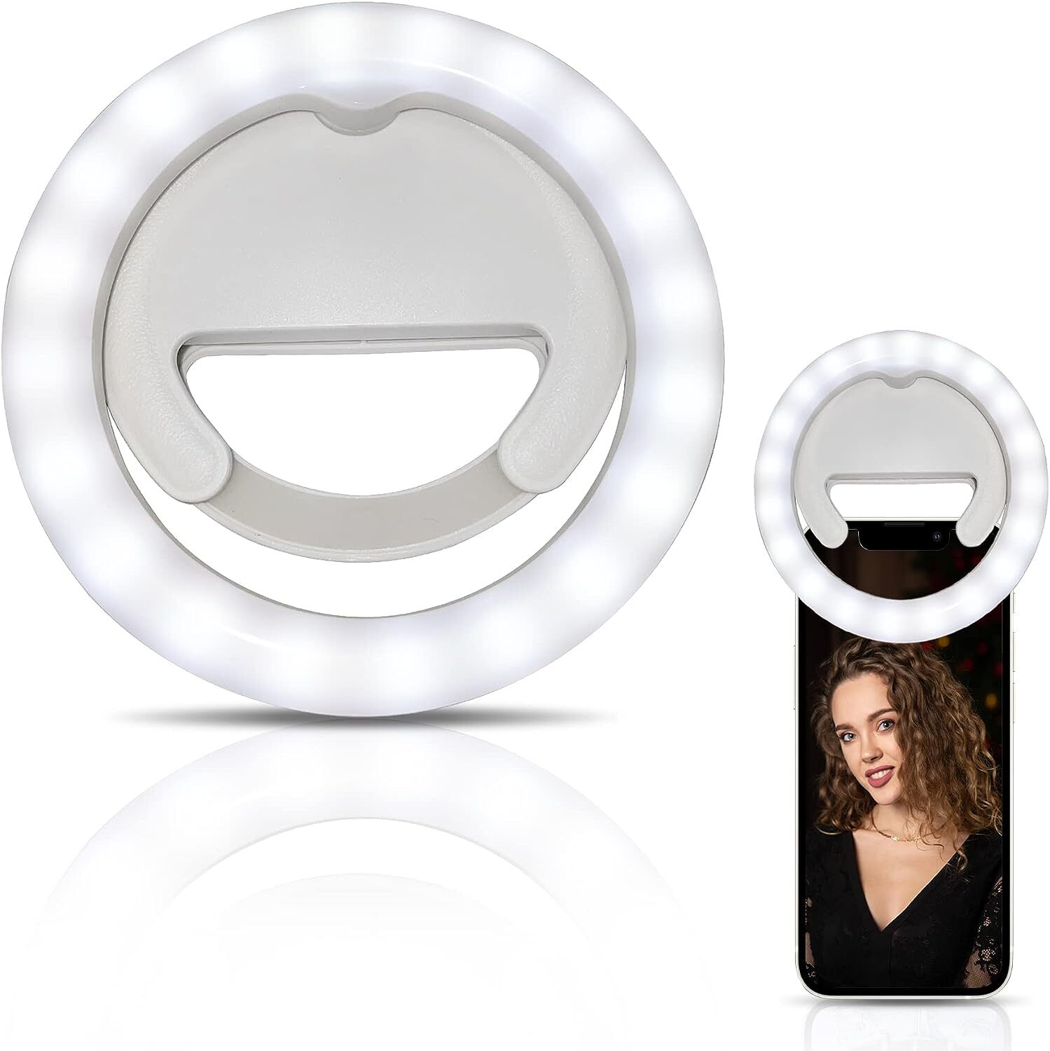 Rechargeable Clip-On Selfie Ring Light for Phone Photography  -image