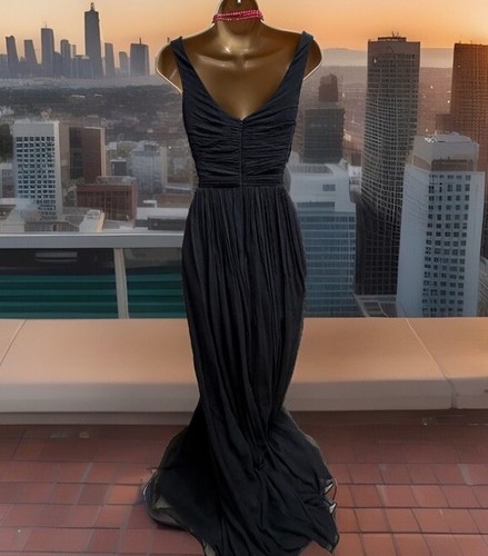 J Crew “ Little Black Dress “ Silk Chiffon Maxi Cocktail Sleeveless XS - Picture 15 of 22