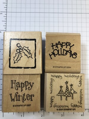 Stampin Up “Christmas Holiday Inchies” wood mount rubber stamp set | eBay