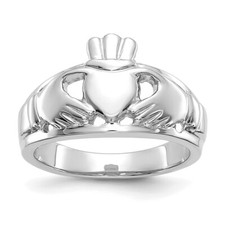 Real 14kt White Gold Ladies Claddagh Ring S:6