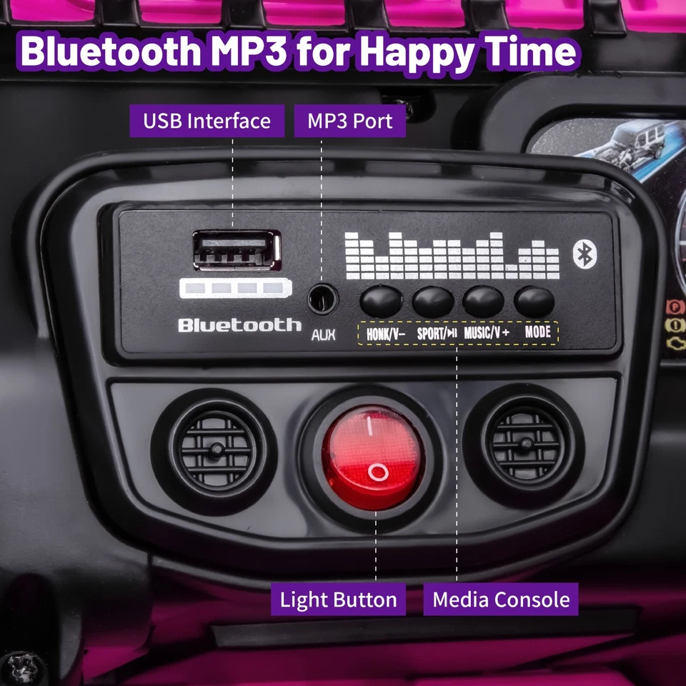 Rueda eléctrica de coche eléctrico de juguete para niños de 12 V Jeep con control remoto LED Foto 3 de 4