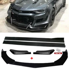 Black Front&Rear Bumper Lip Splitter Spoiler Side Skirt For Chevrolet Camaro