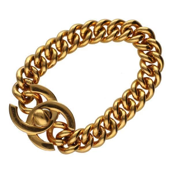CHANEL Vintage Bracelet Coco Mark Turn Rock Gold 96P Metal Ladies Accessories