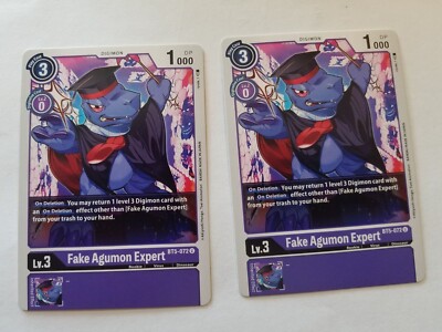 fake digimon cards 2x DIGIMON FAKE AQUMON EXPERT CARD # BT5-072