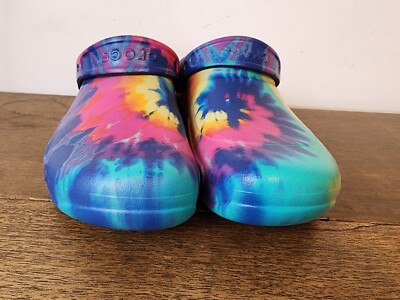 CROCS Slip Resistant Tie Dye Rainbow Work Clogs Mens 10  display picture 3