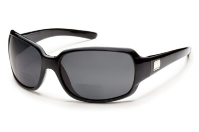 $80 Suncloud Cookie Polarized Bi-Focal Sunglasses Black Gray Reader +2.00