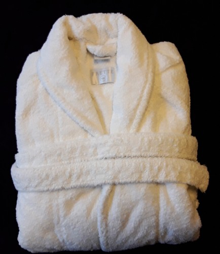 Frette Robe Shawl Collar Bathrobe S / XS Dad Father Cotton Resort White NWOT - Picture 7 of 13
