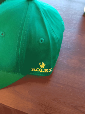 ROLEX Bright Green BASEBALL CAP BRONZE BUCKLE LOGO