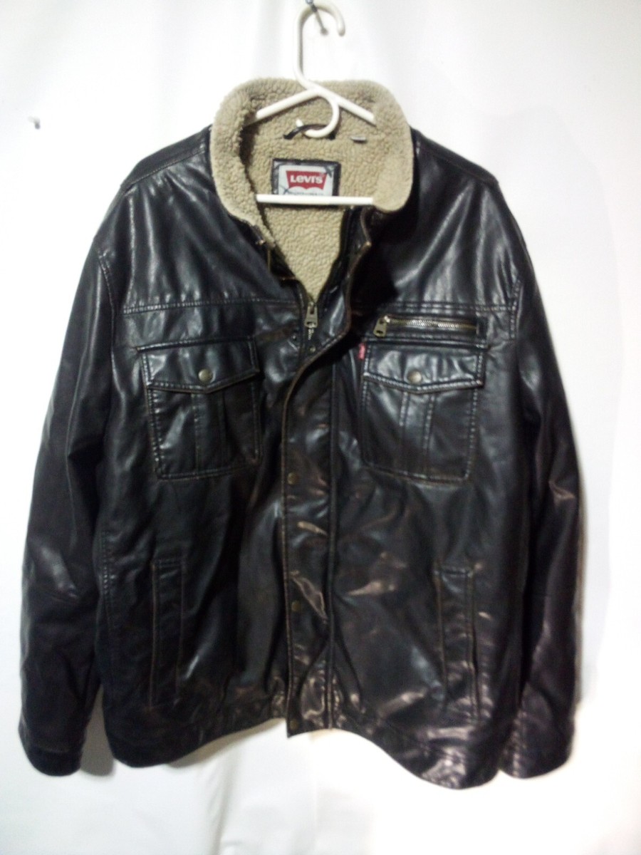 vintage levi faux leather jacket Mens Size Extra Large Chest 56