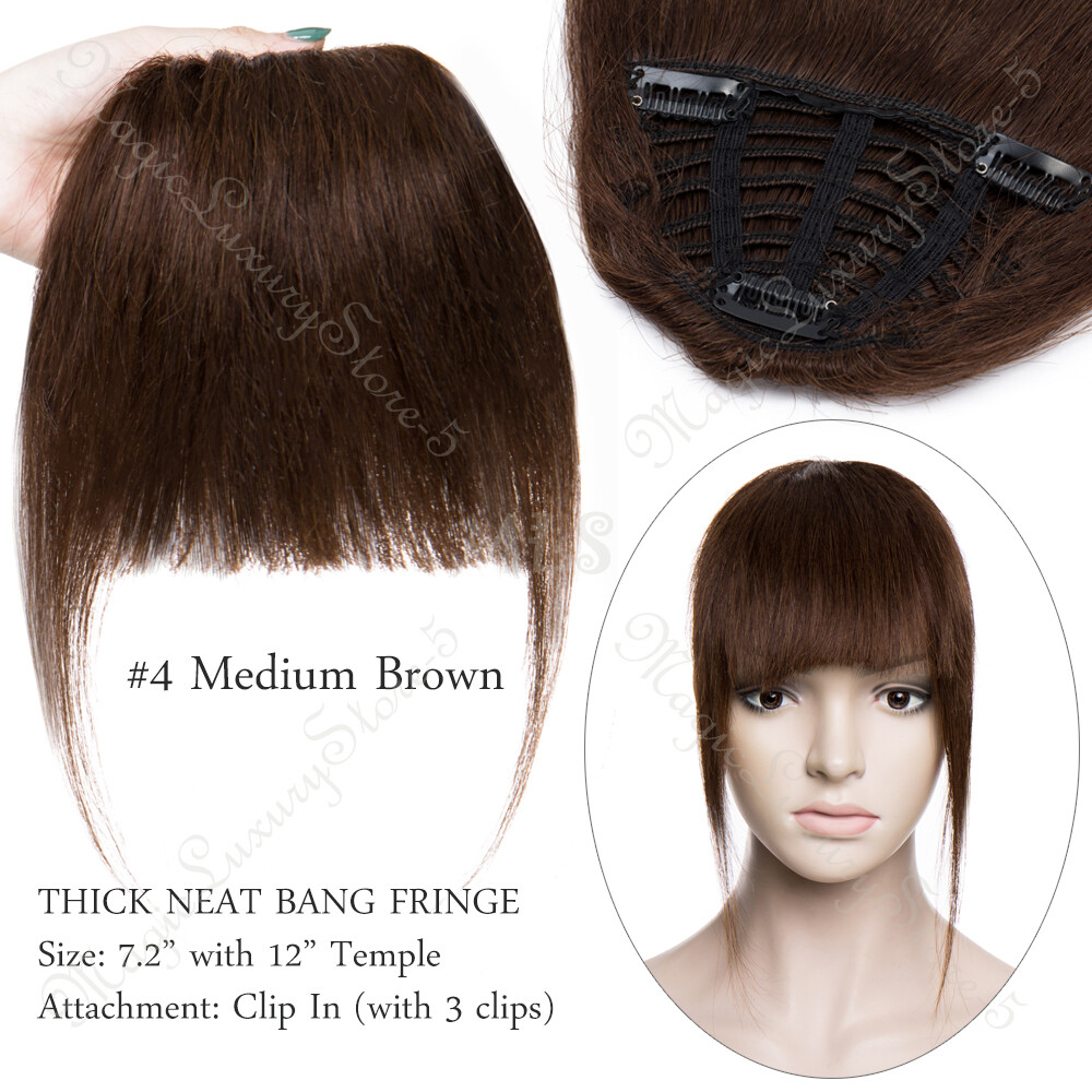 AAA 100 Remy Human Hair Extensions Clip In Thick Fringe Bangs
