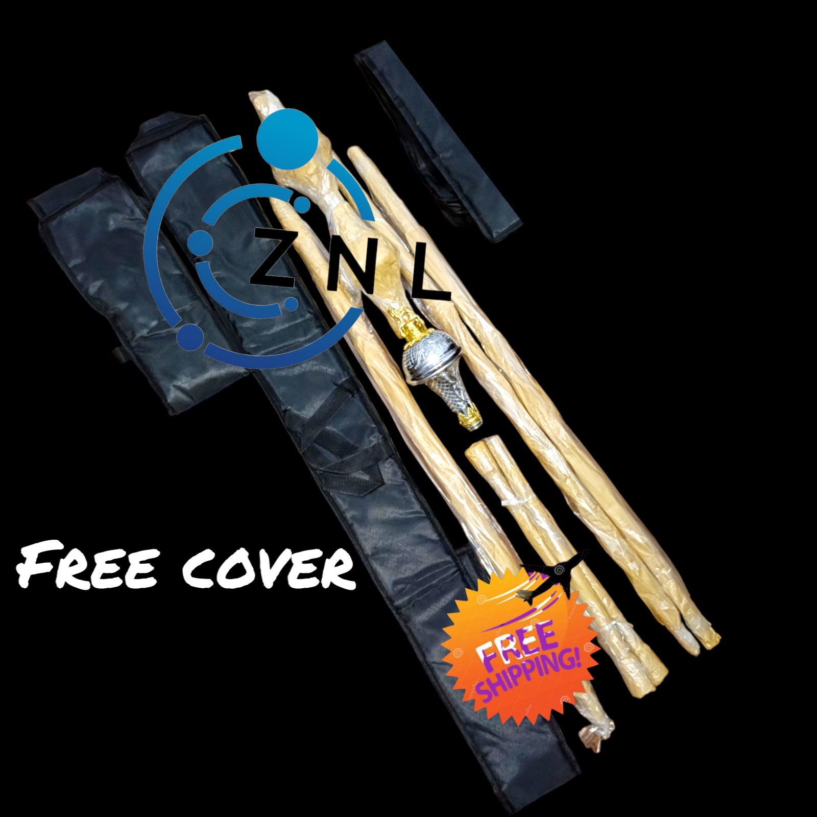 BROWN MAJOR MACE DRUM STICK CROWN HEAD AND LION HEAD WITH GOLD & CHROME