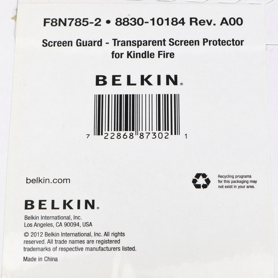 Belkin Kindle Fire 2 Pack Clear Protective Screen Overlay Protector Guard Cover - Image 3 of 3