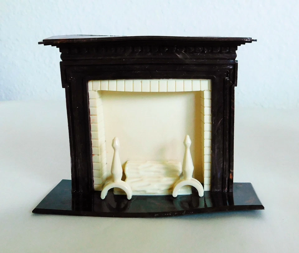 老式50年代Renwal娃娃屋壁炉大钢琴和长凳3件装 — 第 2/4 张图片