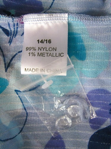 NWT Michele Hope blue sheer blouse size 14 16 stretchy, glittery silver thread - Picture 8 of 9