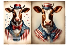 Patriotic Cow | A4 Rice Paper | Paper for Decoupage | Decoupage Central