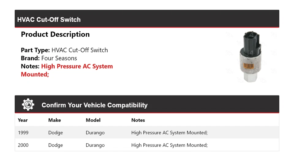 Interruptor de corte 4 estaciones para Dodge Durango 1999-2000 HVAC Foto 2 de 4