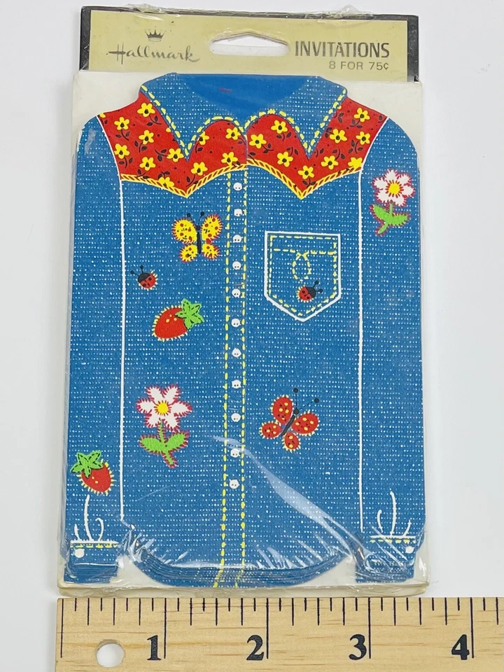 Camisa jeans 3x vintage década de 1970 8 peças (24 no total) HALLMARK Western Party CONVITES NOVA NA CAIXA - Imagem 3 de 4