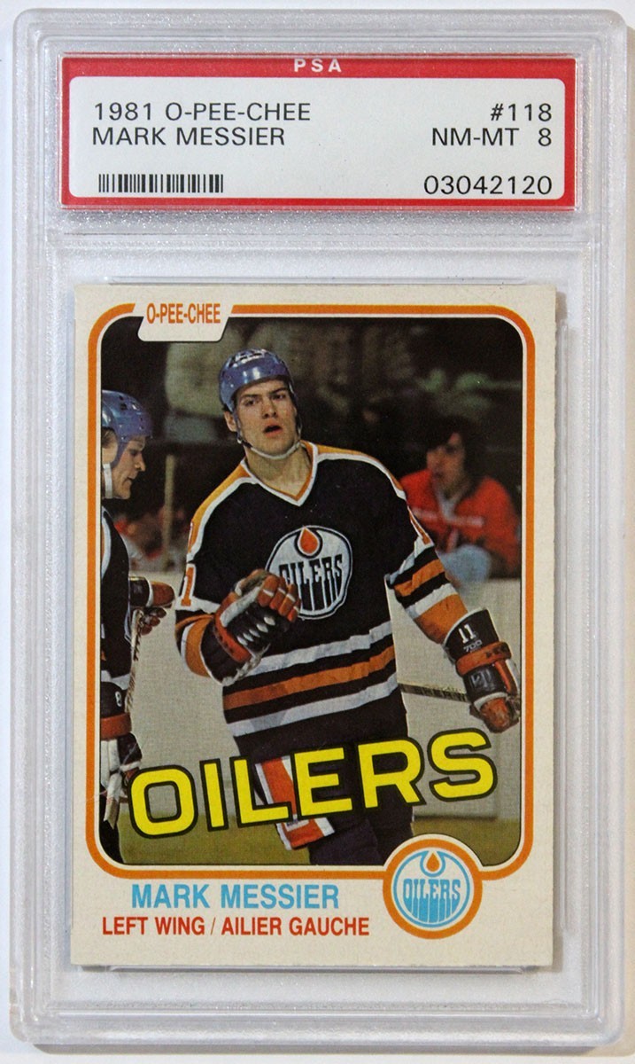 1981 O-PEE-CHEE #118 MARK MESSIER OILERS HOF PSA 8