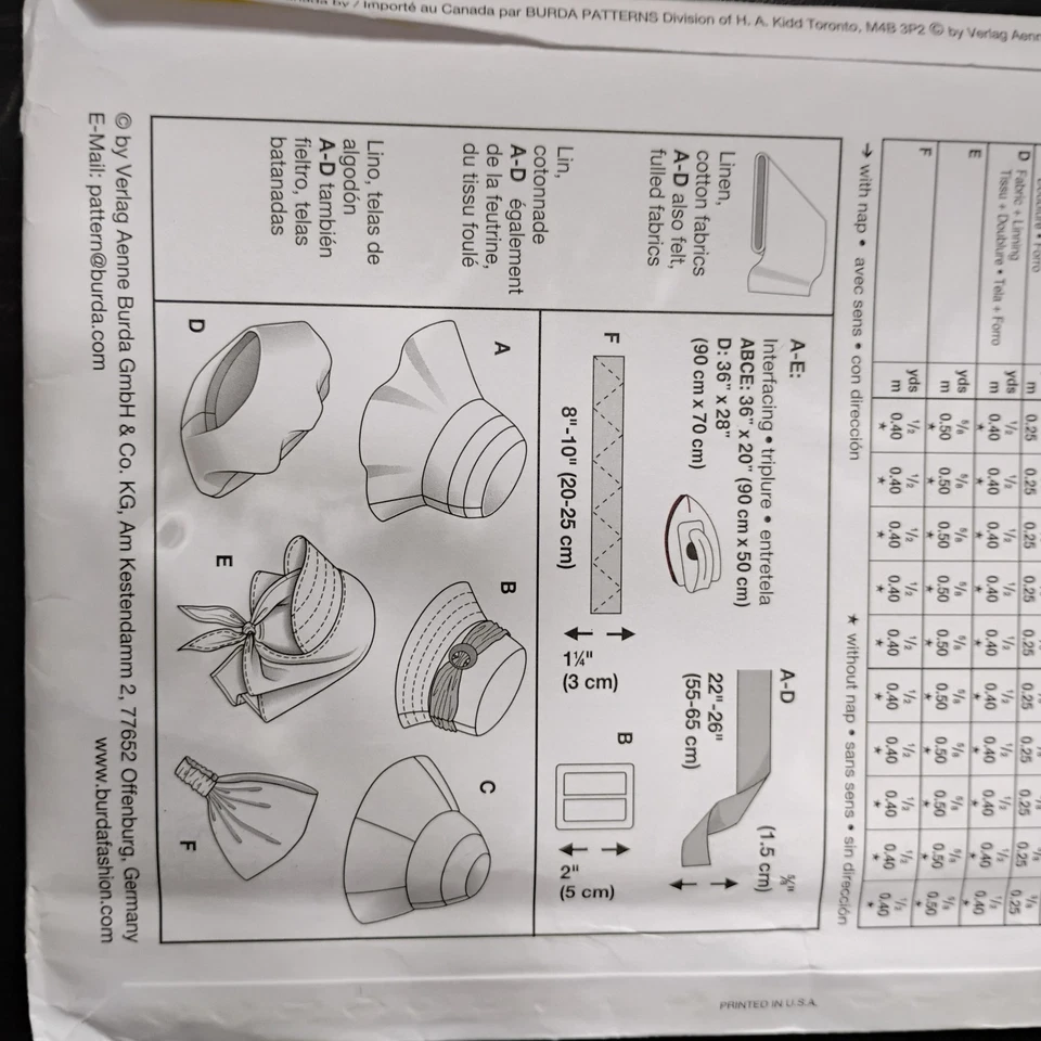 Burda 7685 Hats, a cap and a scarf Sewing Pattern Uncut - Image 3 of 3