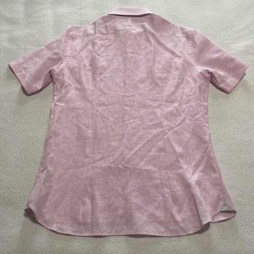 Joseph Abboud Mens Large Short Sleeve Linen Blend Shirt Pink NWT - Picture 6 of 9
