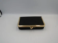 Vintage Elizabeth Arden Co. Black, Red and Gold Fold Clutch with Mirror