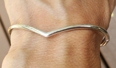 Authentic PANDORA signed B1 S 925 ALE Sterling Wishbone Hinged Bracelet 