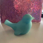 Vintage Fenton Bird Figurine Blue Satin Glass Song Bird 4” Signed
