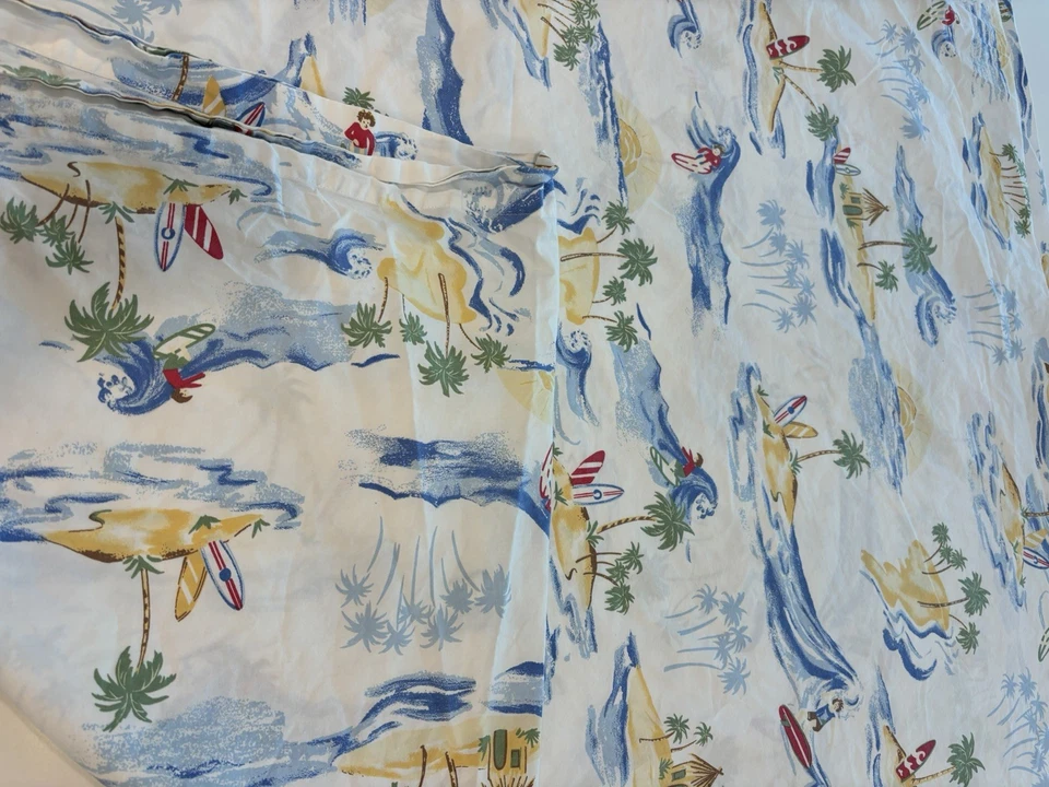 Lençol de surf plano completo 100% algodão orgânico Pottery Barn Kids North Shore - Imagem 4 de 4