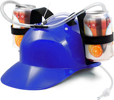 Drinking Helmet - Adjustable Can Holder Cap Drinker Favor Hat - Straw for Beer S
