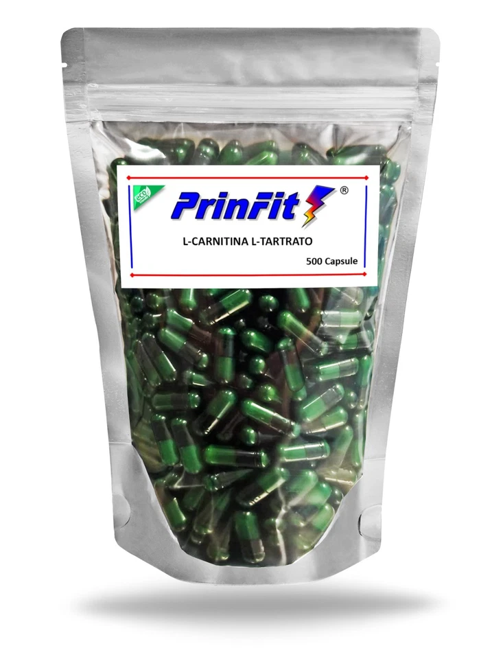 500 Capsule Pura Carnitina Tartrato 1 grammo - Brucia Grassi Dimagrante PrinFit - Immagine 2 di 3
