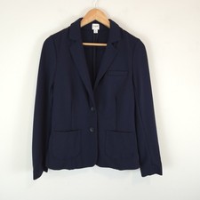 J. Crew Women's Navy Ponte Work Blazer Pockets 2 Button Closure Career Size 6