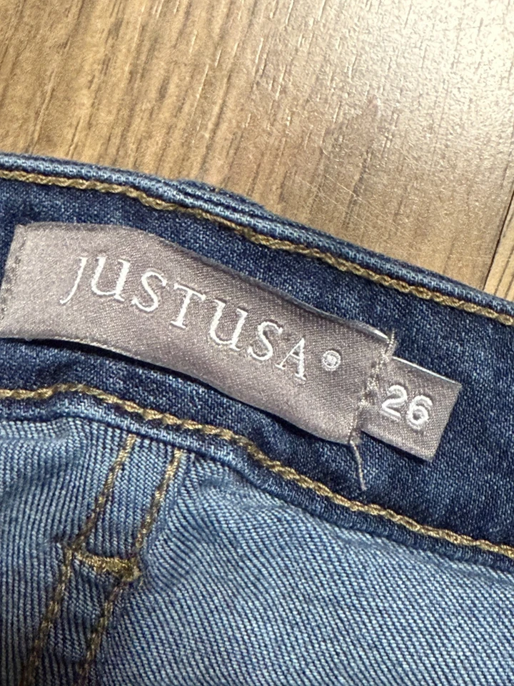 Jeans Just USA, para mujer talla 26, azul, denim, ajustados, lavado medio Foto 4 de 4
