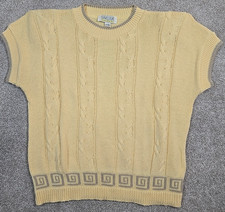 Sakura Sport Vintage 80s Sweater USA Made Cable Knit Yellow Cotton Women's M