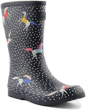 JOULES Junior con Vuelta Topos Botas de Agua Unisex Zapatos Azul Marino Ru 1-13