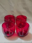 Set Of 4 Vintage Anchor Hocking Ruby Red Glass Tumblers 10oz