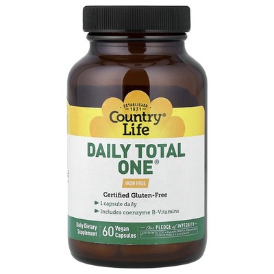 Country Life Daily Total One Iron-Free 60 Vegan Capsules Gluten-Free, GMP