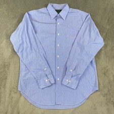 Lauren Ralph Lauren Dress Shirt Mens 16 34/35 Blue Micro Check Cotton Office