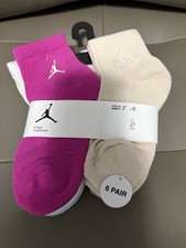 BNWT NIKE JORDAN GIRLS YOUTH 6 PACK ANKLE SOCKS MULTICOLOR US SHOE SIZE 3Y-5Y