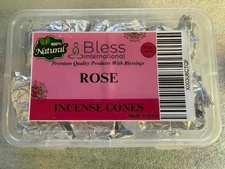 Bless International 120 Rose 100%-Natural-Incense-Cones Handmade-Dipped