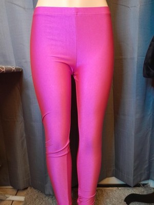 Hot Pink Shiny Spandex Leggings Womens Small Ankle Length Elastic Waist Stretch