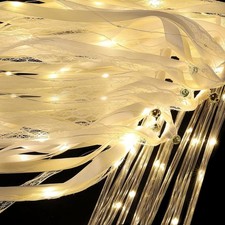 110Pcs Wedding Wands Ribbon Streamer LED Light Up Fairy Ribbon-Wand