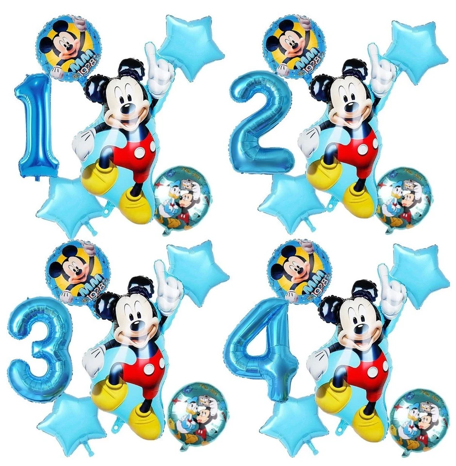 Mickey Minnie Mouse Globos de Lámina Azul Mickey Globos Decoración Fiesta Cumpleaños Foto 3 de 3