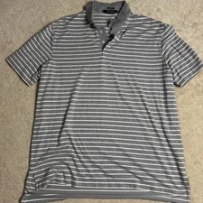 Polo Golf Ralph Lauren Mens Striped Shirt Pima Cotton Blend Performance XL Gray