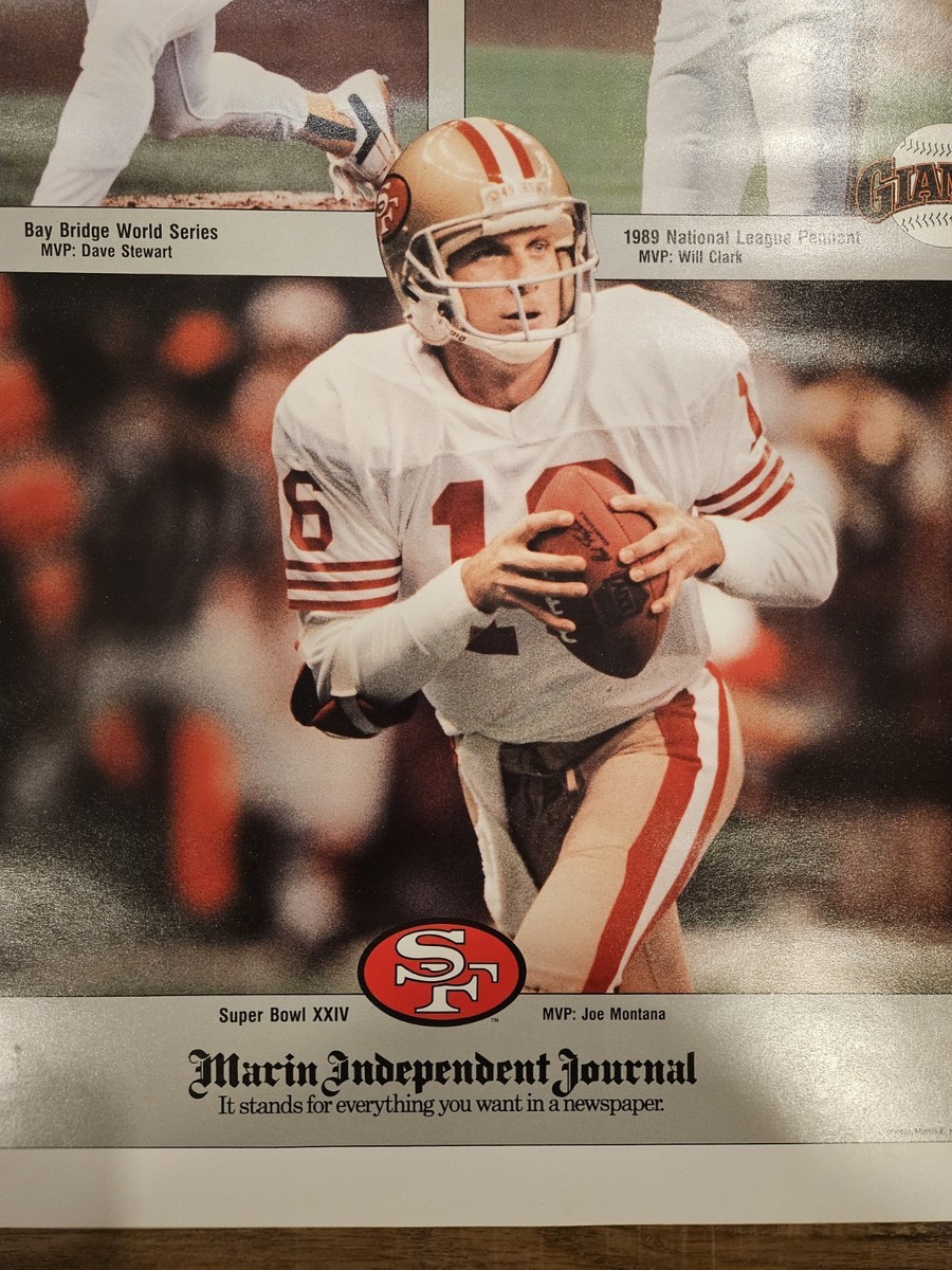 Vintage 1989 Joe Montana Poster San Francisco 49ers Oakland A's SF