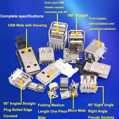 MINI USB Female/Male-type-c Interface Square Port MICRO-Socket A Type B