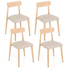 Modern Upholstered Dining Chairs Set of 4 w/Wood-Like Metal Legs, Padded Seat
