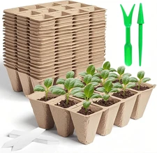 240 Cells Seed Thickened 12-Cell Peat Pots Seed Starter Kit - 20 Trays + Transpl